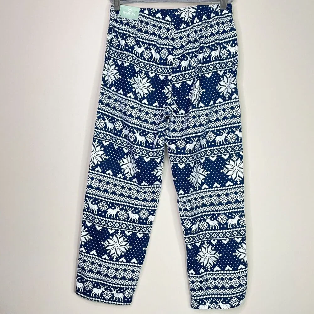 New Magellan Flannel Lounge Moonlight Ocean Fair Isle Pant Women's Size Large